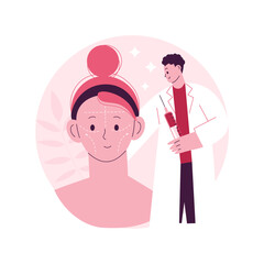 Poster - Facial contouring abstract concept vector illustration. Facial sculpting, aesthetic cosmetic procedure, medical face contouring, slimming correction machine, plastic surgery abstract metaphor.