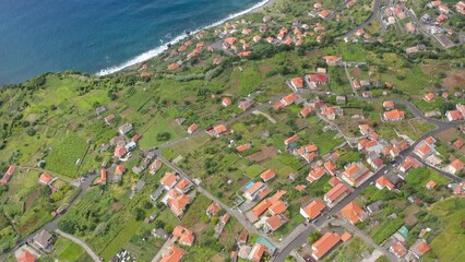 Sticker - Aerial shot of Sao Vicente Beach in Madeira Island, Portugal