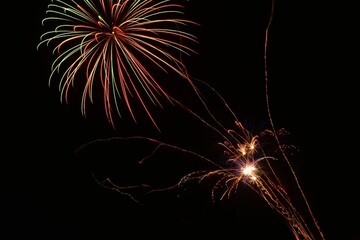 beautiful shot of exploding colorful fireworks in a black night sky