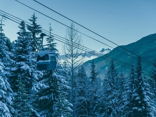 Sticker - Cable car in the mountains in winter of Whistler, British Columbia, Canada.