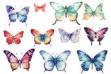 Fototapeta Motyle - watercolor butterflies background