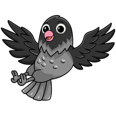 Cute mauve gray masked lovebird cartoon flying