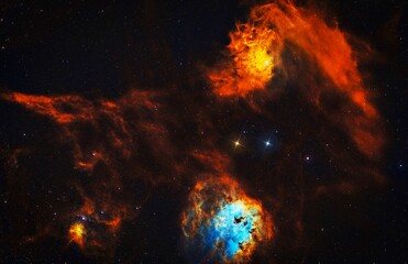 Wall Mural - illustrative background of the cosmos with dark clouds and shiny stars