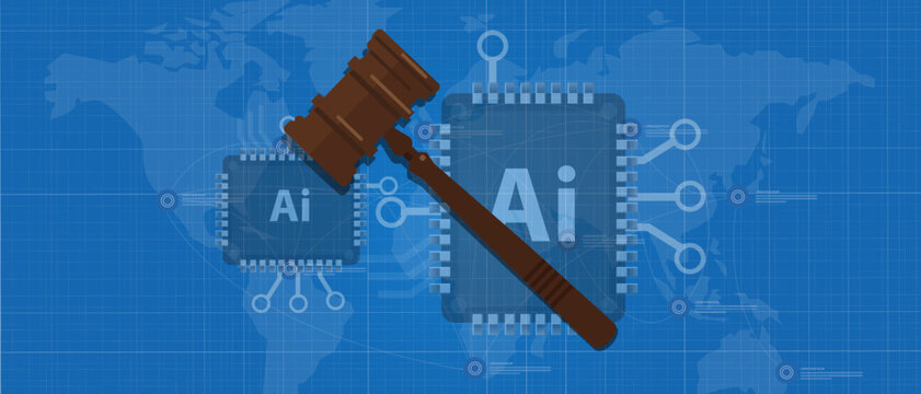 Law AI artificial intelligence symbol hammer legal legislation in technology