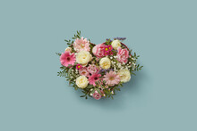 Beautiful Bouquet In Heart-shaped Box.