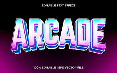 Poster - arcade 3d text effect and editable text, template 3d style use for glow tittle