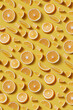 © Yaroslav Danylchenko/Stocksy - Organic orange slices creative pattern.