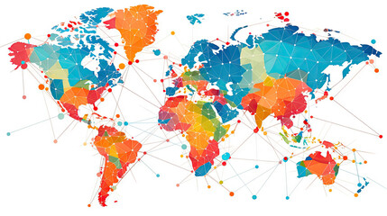world map pin on a map with routes background. generative ai.