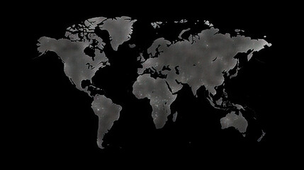 world map on black background. generative ai.