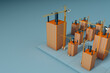 © Marcos Osorio/Stocksy - Construction of modern buildings with cranes on blue background.
