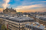 Fototapeta Paryż - Paris France, high angle view city skyline at Opera House (Palais Garnier)