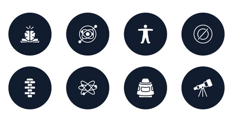 Poster - laboratory filled icons set. flat filled icons sheet included philosophy, gyroscope, anatomy, empty, hopscotch, orbit, space capsule, astronomy vector.