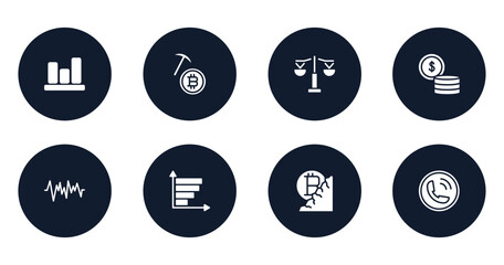 Poster - strategy and management filled icons set. flat filled icons sheet included bar graphic, bitcoin mining, equality, money, line graphics, bar graph, bitcoin mine, calling vector.