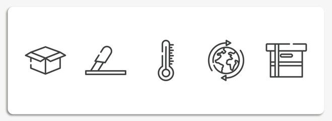 Poster - boxes outline icons set. thin line icons sheet included package delivery, use cutter, temperature limitation, worldwide shipping, small cardboard box vector.