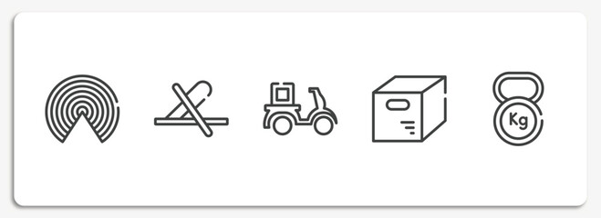 Poster - logistics delivery outline icons set. thin line icons sheet included airdrop, do not use cutter, delivery courier, opened packaged, weight tool vector.