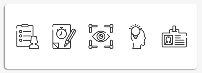 Poster - general outline icons set. thin line icons sheet included profile list, quiz, trackability, inspirat