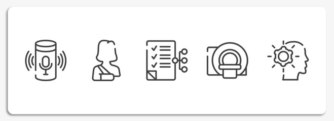 Canvas Print - general outline icons set. thin line icons sheet included smart assistant, shoulder immobilizer, smart contract, mri scanner, realization vector.