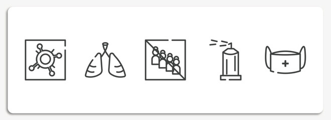 Aufkleber - outline icons set. thin line icons sheet included pandemic, pneumonia, no group, spray, medical mask vector.