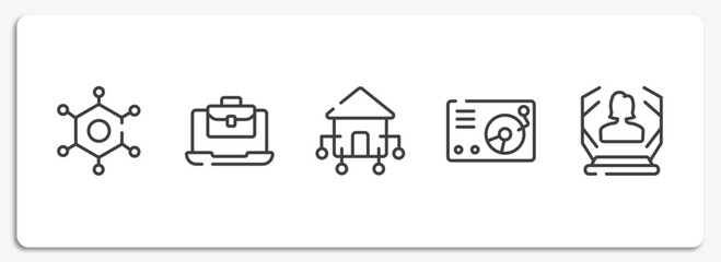 Poster - artificial intelligence outline icons set. thin line icons sheet included nanotechnology, job opportunities, domotics, lp player, hologram vector.