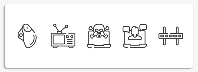 Poster - television outline icons set. thin line icons sheet included trackball, old tv, attack, webinar, wall bracket vector.