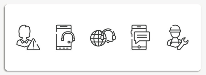 Poster - support outline icons set. thin line icons sheet included customer problem, tablet telephone, techni