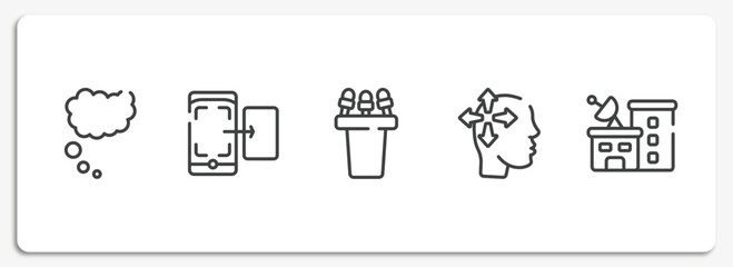 Poster - news outline icons set. thin line icons sheet included thought bubble, screenshot, press conference, introvert, station vector.