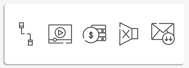 Poster - post office outline icons set. thin line icons sheet included communicator, video stream, fiance, silence, receive mail vector.