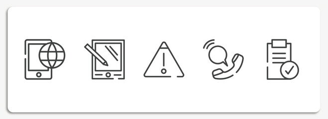 Poster - interview outline icons set. thin line icons sheet included roaming, pda, warning, voip, approval vector.