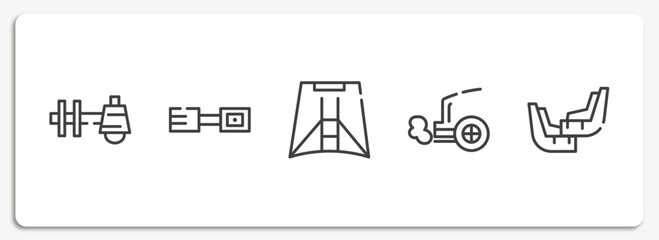 Wall Mural - car parts outline icons set. thin line icons sheet included car sump, car petrol cap, hood, exhaust, mud flap vector.