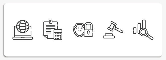 Poster - business consultant outline icons set. thin line icons sheet included intranet, estimate, encryption, bid, data analysis vector.
