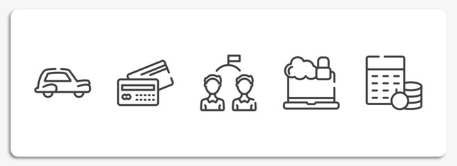 Poster - economy outline icons set. thin line icons sheet included old car, debit card, competitor, cybercrime, budgeting vector.