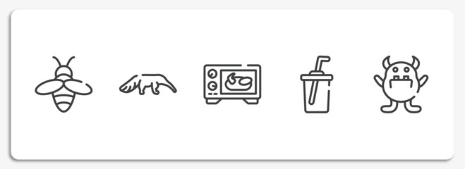 Poster - halloween outline icons set. thin line icons sheet included beekeeper, anteater, oven, soda, monster vector.