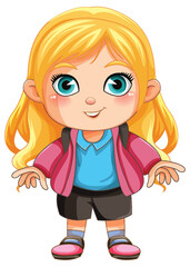 Wall Mural - cute girl cartoon character