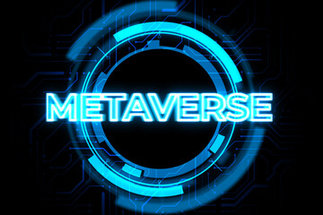 Poster - Metaverse sign on dark blue background. 3D Rendering