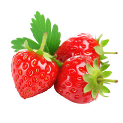 Wall Mural - Delicious strawberry berries isolated on transparent background, png clip art, template for mark fruit flavor on label of product. Generated with AI.