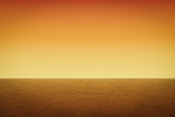 Aufkleber - Blank orange light wall and concrete floor background. 3D Rendering
