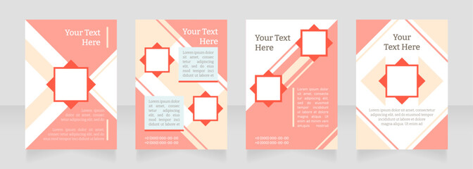 Promotional blank brochure layout design. Audience targeting. Vertical poster template set with empty copy space for text. Premade corporate reports collection. Editable flyer paper pages