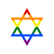 Shield Magen David Star. Symbol of Israel. Rainbow gay LGBT rights colored Icon at white Background. Illustration.