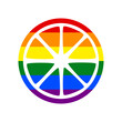 Fruits lemon sign. Rainbow gay LGBT rights colored Icon at white Background. Illustration.