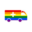 Ambulance sign illustration. Rainbow gay LGBT rights colored Icon at white Background. Illustration.