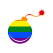 Bomb sign illustration. Rainbow gay LGBT rights colored Icon at white Background. Illustration.