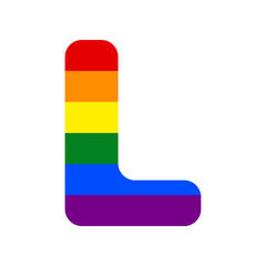 Poster - Letter L sign design template element. Rainbow gay LGBT rights colored Icon at white Background. Illustration.
