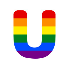 Poster - Letter U sign design template element. Rainbow gay LGBT rights colored Icon at white Background. Illustration.