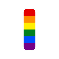 Poster - Letter I sign design template element. Rainbow gay LGBT rights colored Icon at white Background. Illustration.