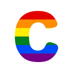 Poster - Letter C sign design template element. Rainbow gay LGBT rights colored Icon at white Background. Illustration.
