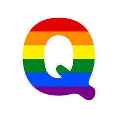 Poster - Letter Q sign design template element. Rainbow gay LGBT rights colored Icon at white Background. Illustration.