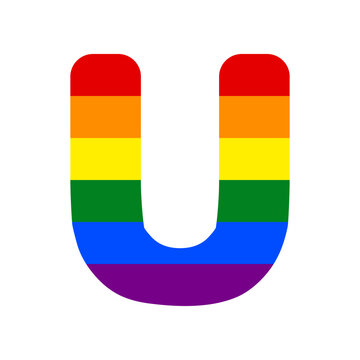 Letter U sign design template element. Rainbow gay LGBT rights colored Icon at white Background. Illustration.