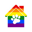 Pet shop, store building sign illustration. Rainbow gay LGBT rights colored Icon at white Background. Illustration.