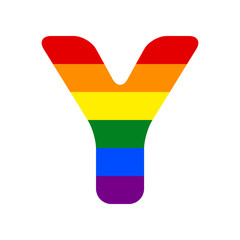 Poster - Letter Y sign design template element. Rainbow gay LGBT rights colored Icon at white Background. Illustration.