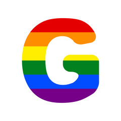 Poster - Letter G sign design template element. Rainbow gay LGBT rights colored Icon at white Background. Illustration.